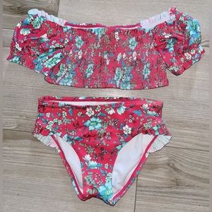 Floral Puff Sleeve Two Piece - EUC